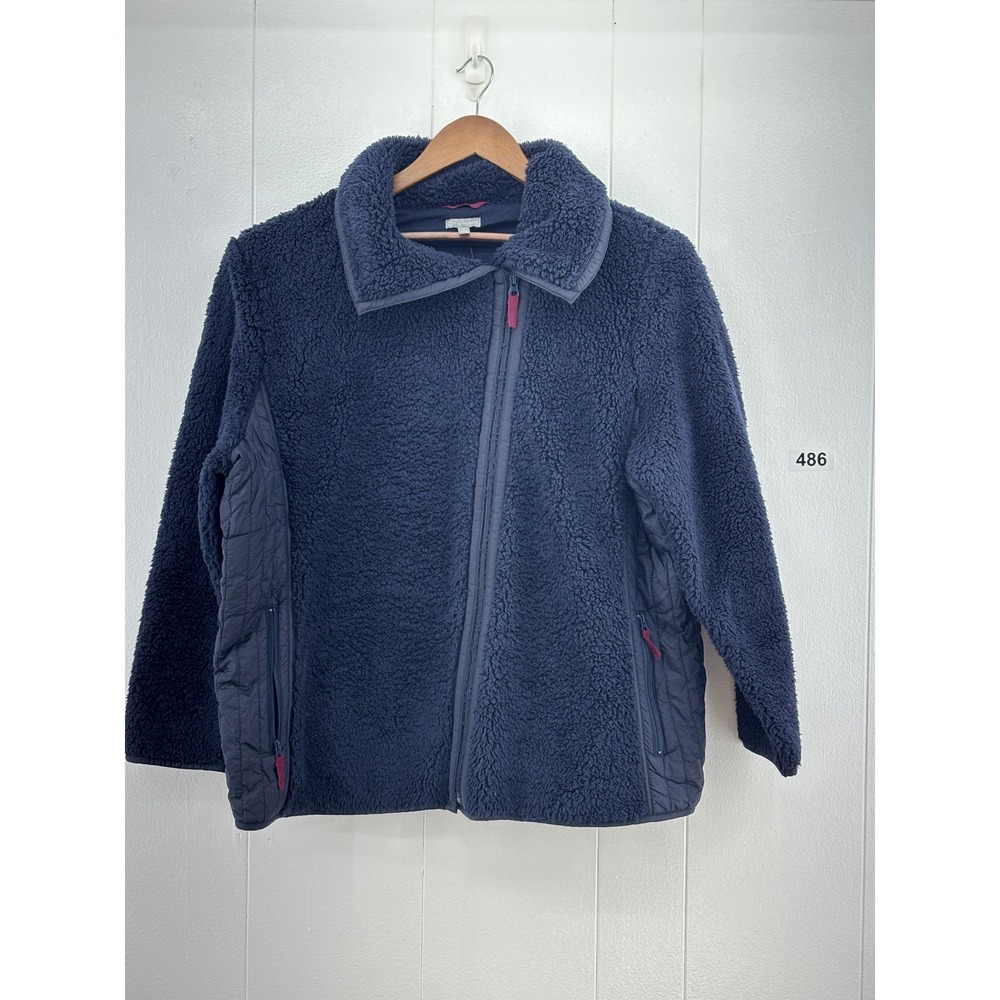 NEW T by Talbots Navy Blue Faux Fur Fleece Jacket Size 2X